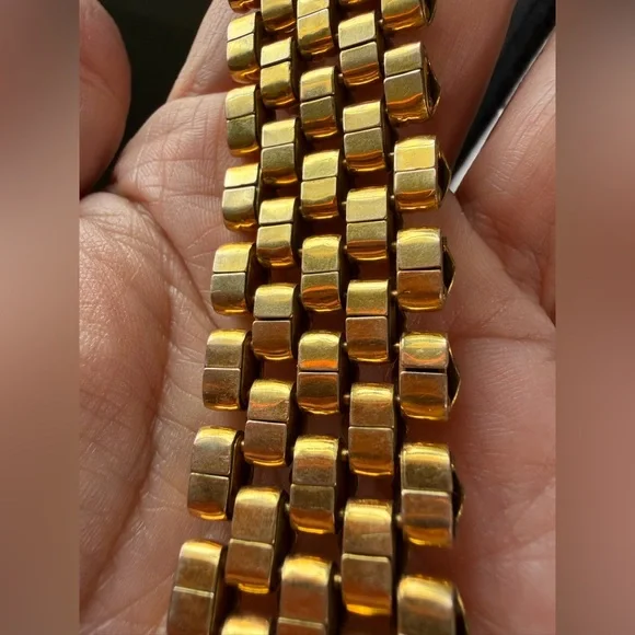 Vintage Swiss thick heavy gold plating panther link gold bracelet - 20 micron - Picture 6 of 16